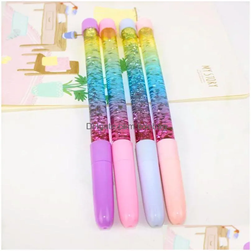 fairy stick ballpoint pen gel pens blue black ink drift sand glitter crystal pen creative rainbow ball pen girls gift vt0329