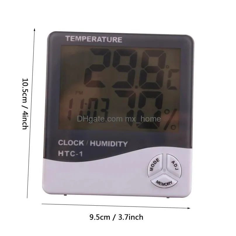 digital lcd humidity meter thermometer with clock calendar alarm battery powered temperature hygrometer household precision clock