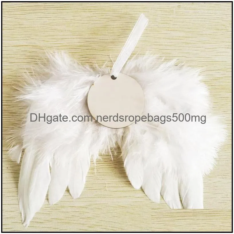 2023 new angel wing christmas decorations sublimation blank feather wing xmas hanging ornament room decor