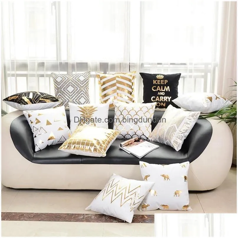 18x18 inch sofa throw pillow case hot stamping print pillow cover polyester cushion cover pillowcase for car chair home decor gift
