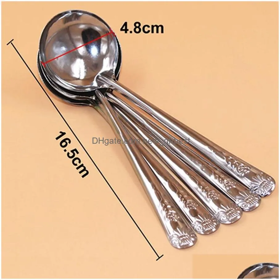 stainless steel spoon ecofriendly simplicity kitchen tableware stainless steel printed handle soup spoon 100pcs/lot dh0793
