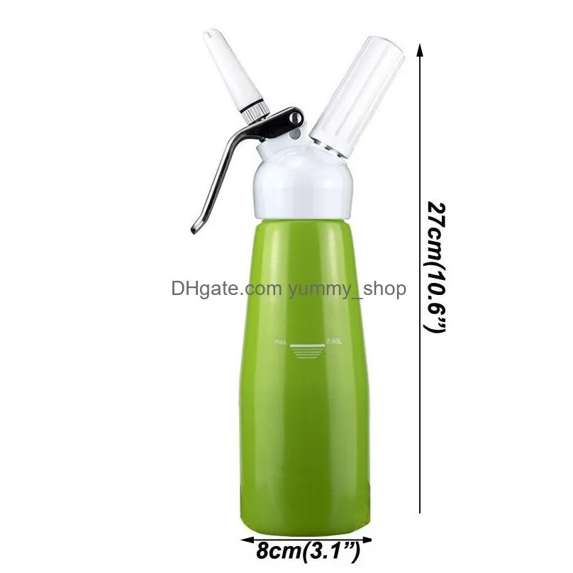 500ml cream whipper dispenser aluminium alloy whipped  cream foam maker dispenser 3 decorating nozzles kitchen tools vt1913