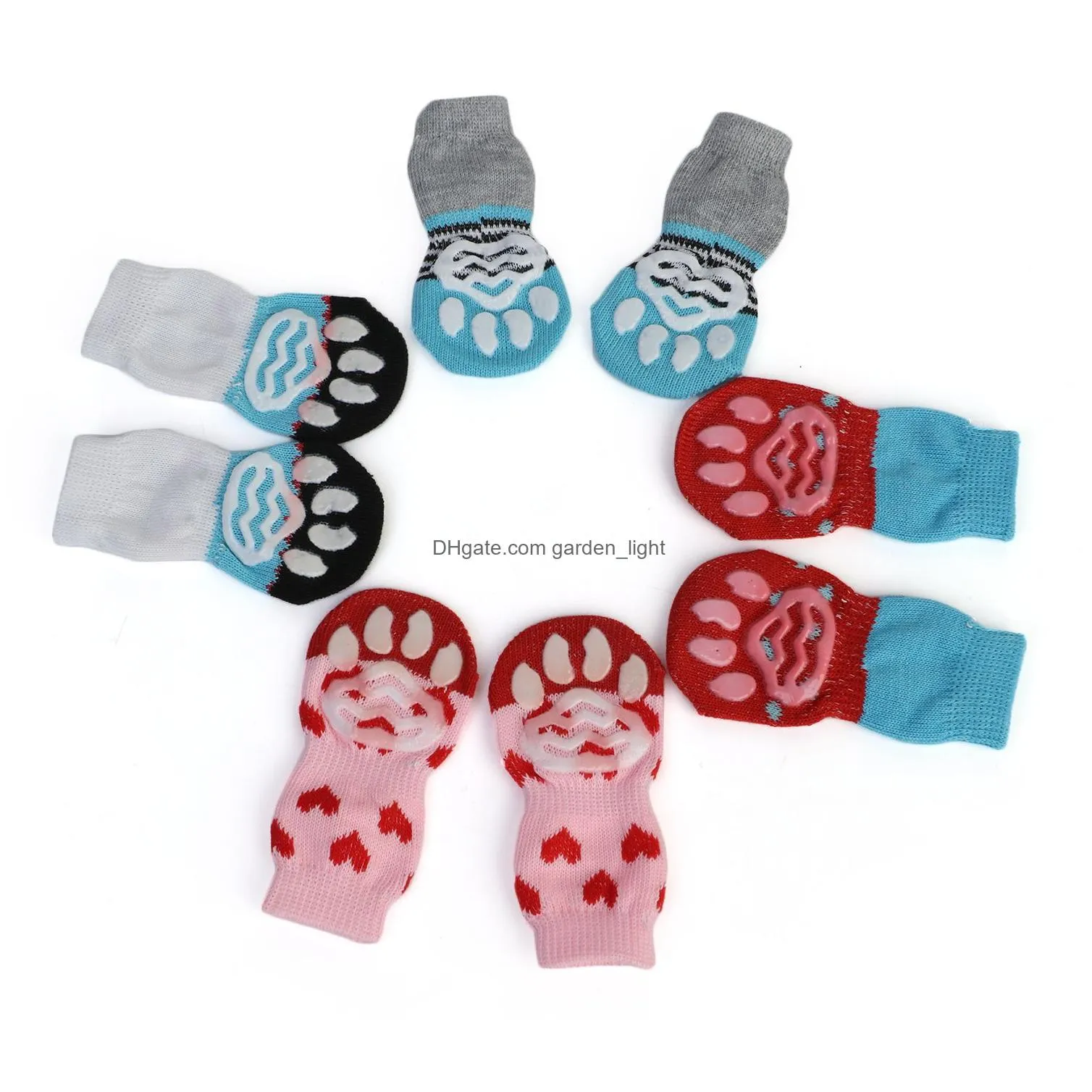 antiskid paws dirts away easy washing dog cat shoe socks pet dog socks cute 4 pcs/set indoor soft quality cotton warm dh0335