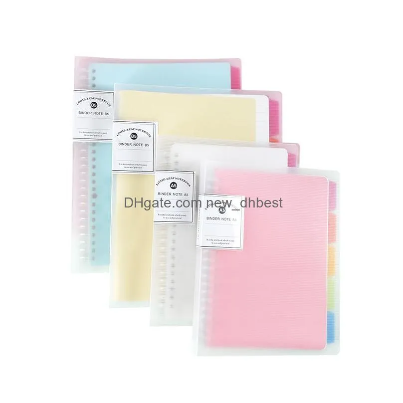 soft light color notepad a5/b5 looseleaf notebook waterproof cover removable replaceable notebook school office supplices vt1470