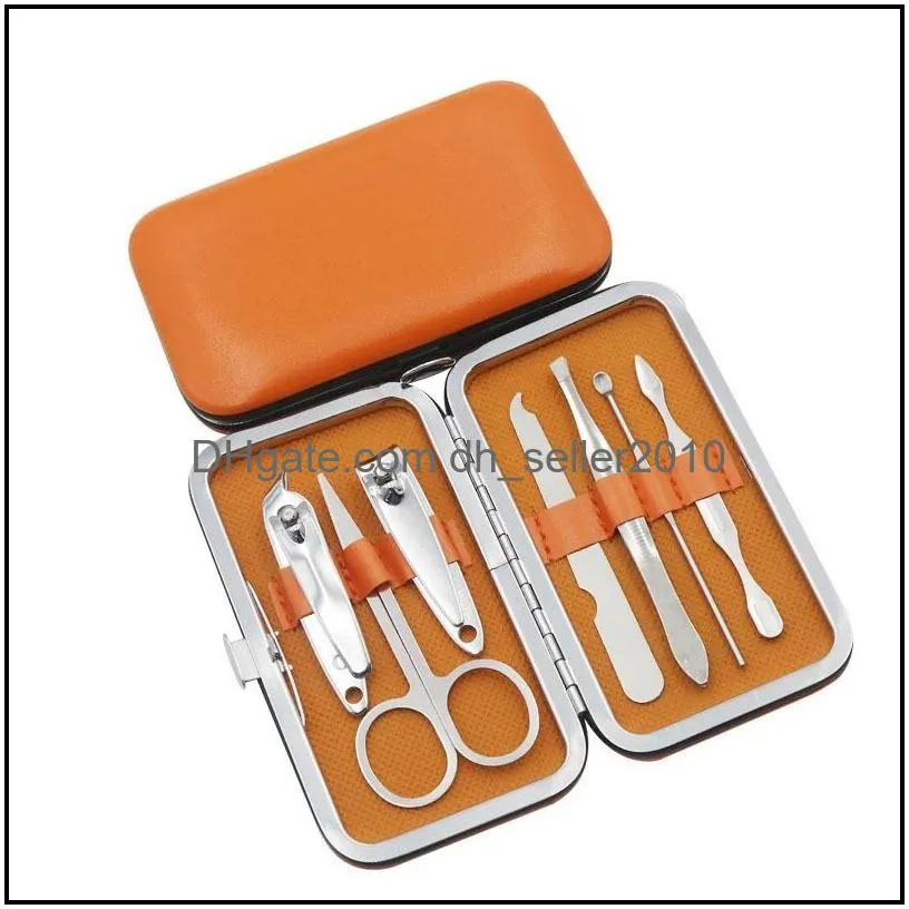 7 colors nail clippers 7 piece set nail manicure nursing tool scissors tweezer manicure set pu leather package