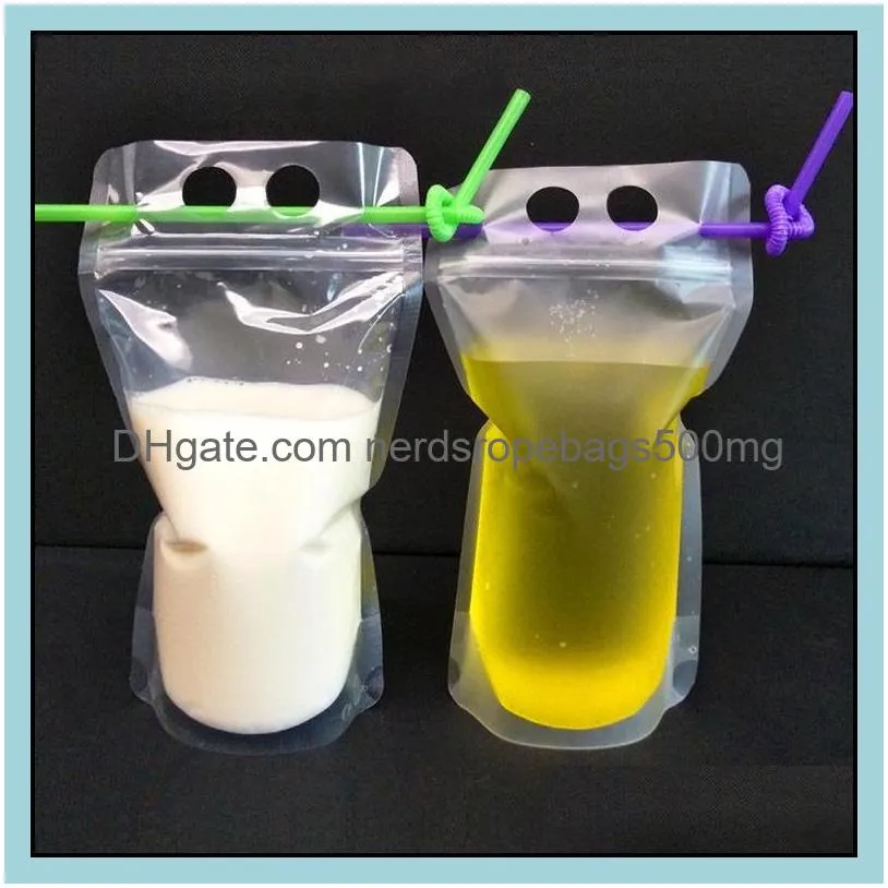 plastic drink pouch water bottles bags with straws zipper disposable drinking container party tableware