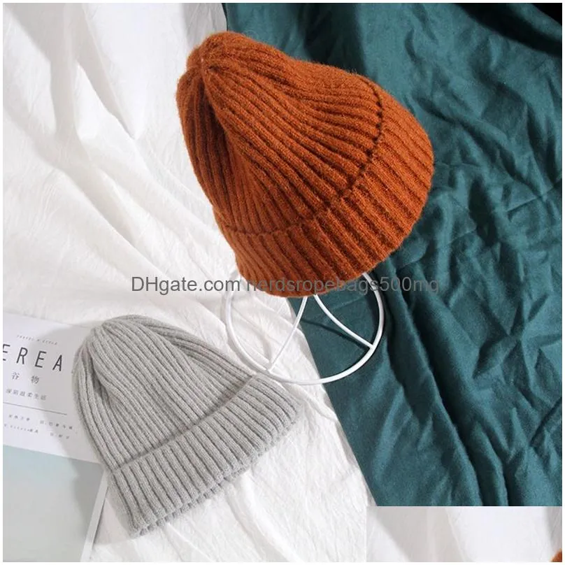 solid color wild knitted hat fashion female autumn winter woolen hat uni thick warm light board hedging melon hat vt1795