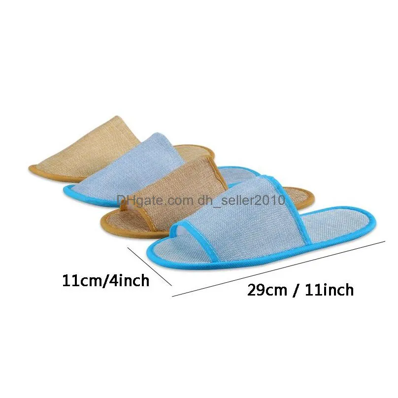 2pcs/lot hotel disposable slippers antislip home adult guest shoes comfortable breathable soft cotton linen onetime slippers dbc
