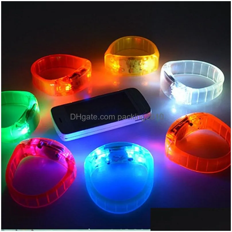 luminous led bracelet sound controlled light up bracelet activated glow flash bangle for festival party concert bar vt0108