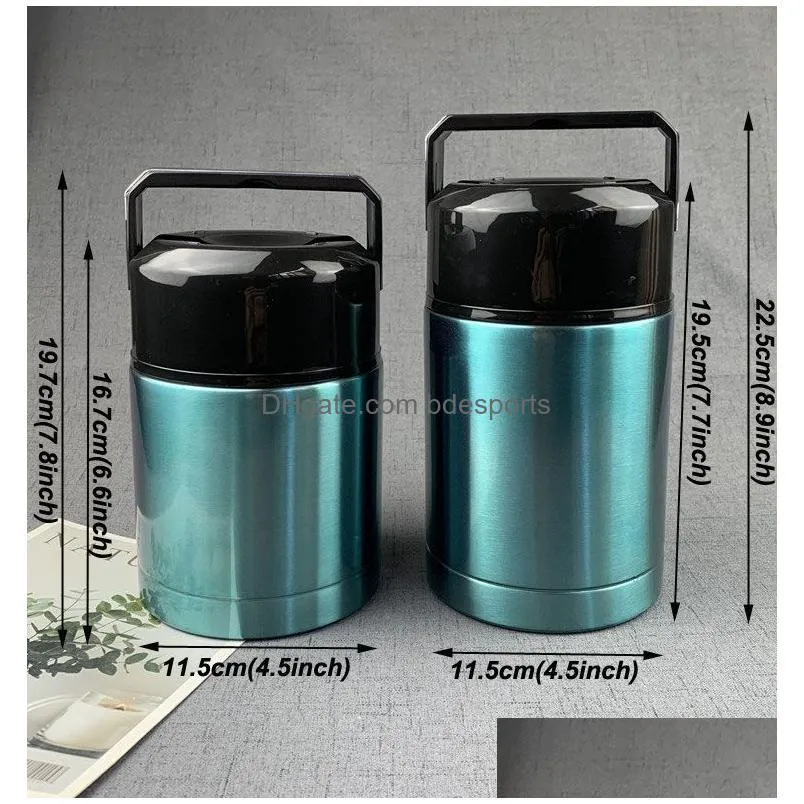 solid color vacuum insulated pot 304 stainless steel student insulated rice potportable retractable outdoor portable lunch bento box