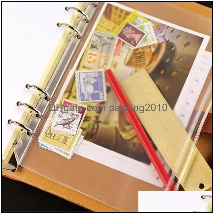 a5/a6/a7 pvc ring binder cover clear zipper storage filing supplies bag 6 hole waterproof stationery bags office portable document