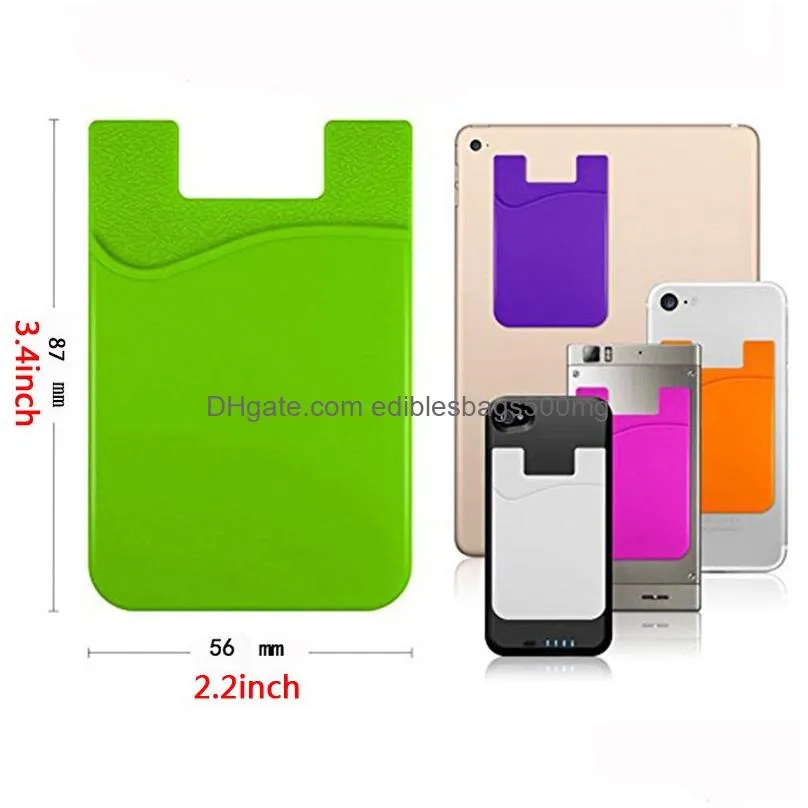 adhesive card holder silicone card pouch adhesive cellphone pocket mini wallet sticker solid color custom logo vt0202