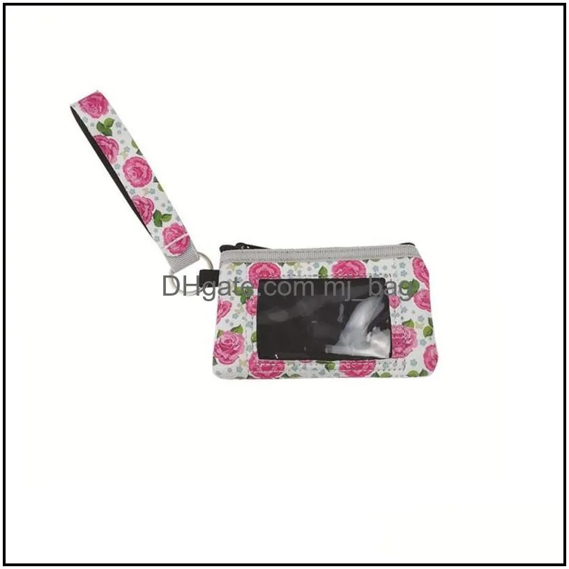 neoprene pouch passport cover id card holder party favor hand bag coin wallet with wristlet