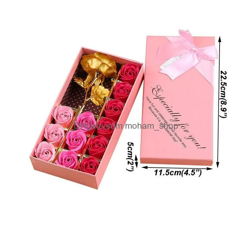 romantic valentines day gifts gold foil rose flower creative holiday gift gift box soap flower couple party favors gift vt1885