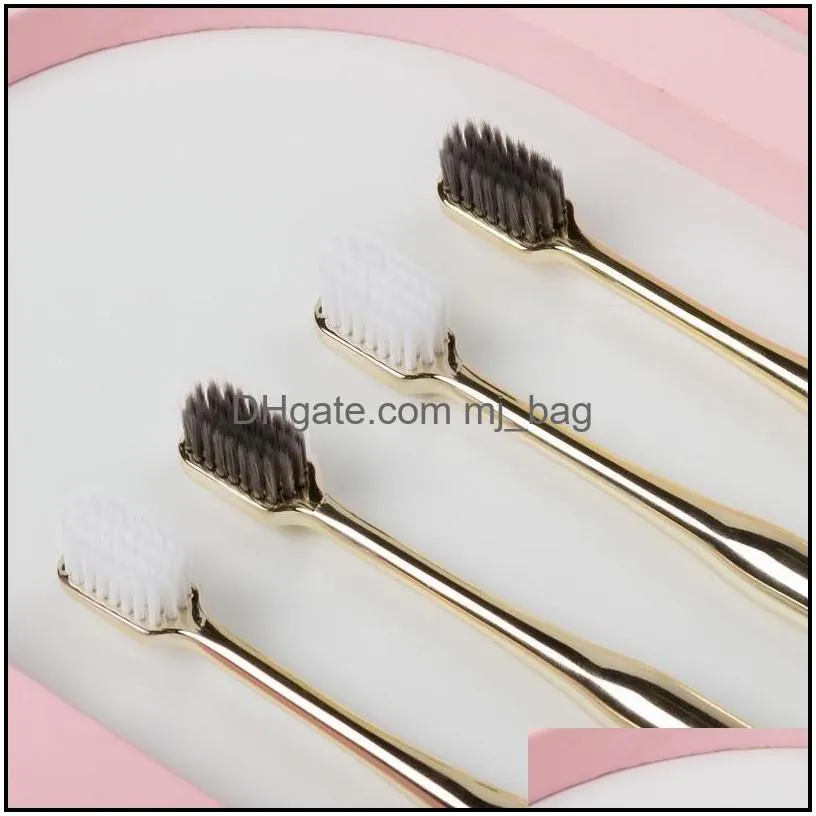 5pcs/lot adult golden handle toothbrush fashion toothbrush soft bristles disposable toothbrush for hotel gift