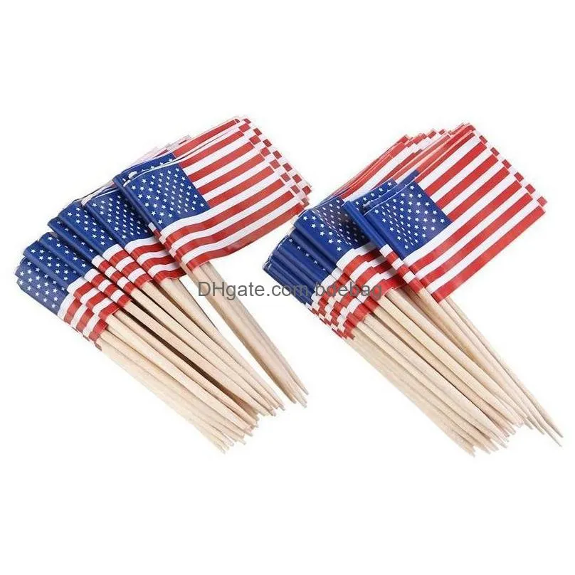 100pcs uk toothpick flag american toothpicks flag cupcake toppers baking cake decor drink beer stick party decoration supplies dh1214