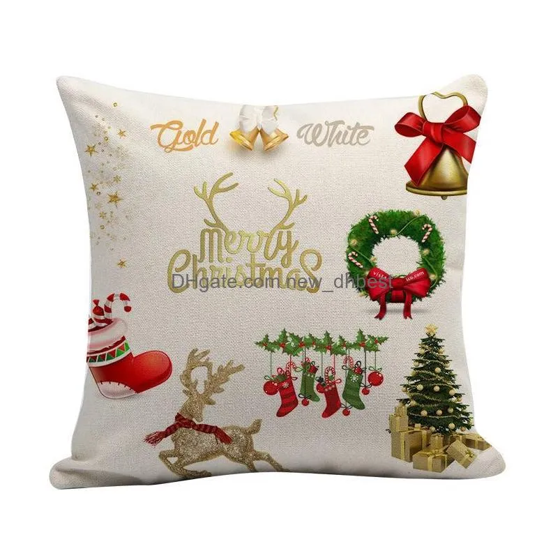 18inch home sofa throw pillowcase mixed color flax xmas pillow cover cushion cover decor pillow case blank christmas decor gift dh0208