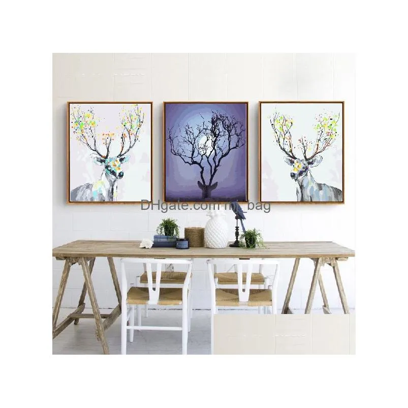 diy oil painting decorated animal picture art paint hand painted deer oil painting for sofa wall decor no frame 16x20inch vt14951