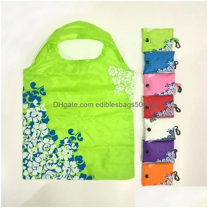 chinese style reusable ecofriendly groceries bags durable handbag home folding storage bags pouch tote foldable shopping bag dh1044