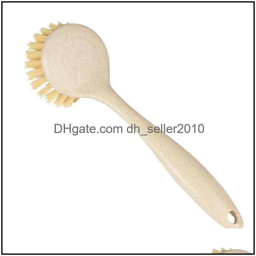 long handle pot brush kitchen pan dish bowl washing cleaning tools portable wheat straw household clean brushes