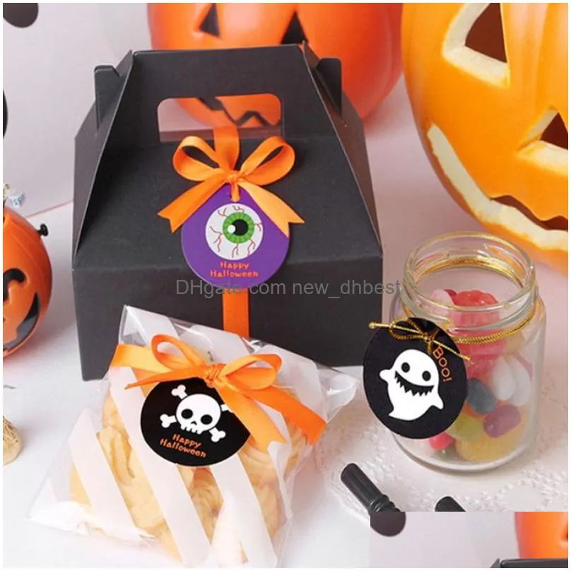 halloween packaging sealing tag hanging gift tags baking message paper cards candy gifts labels stickers diy decorative accessories