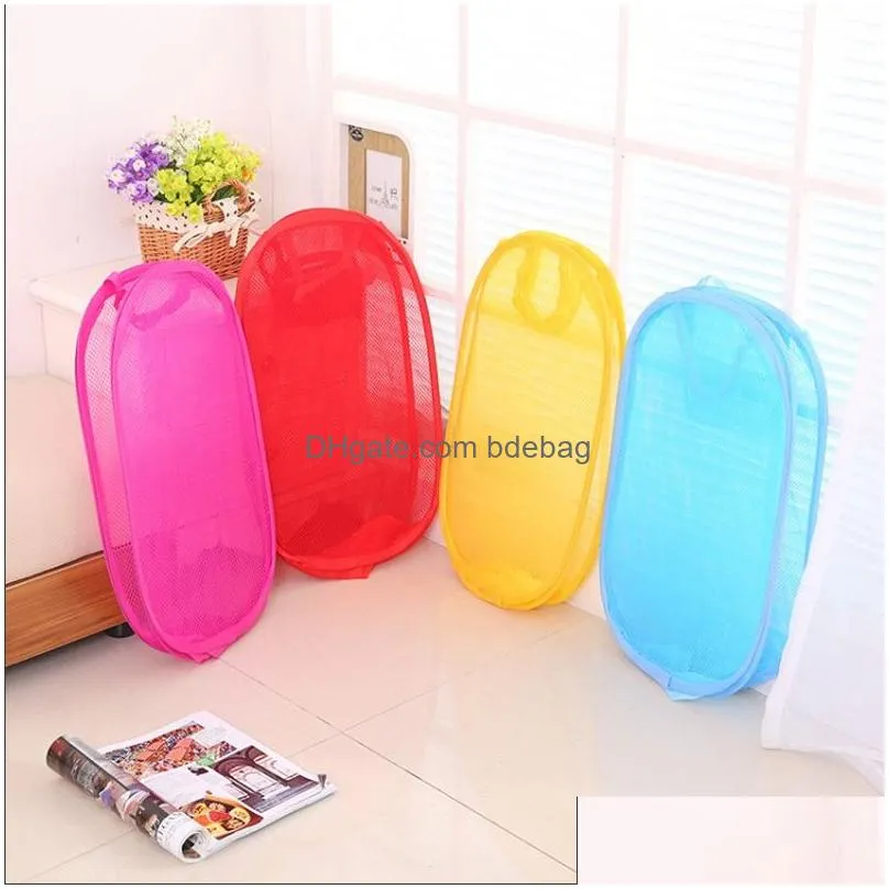 mesh laundry hamper portable durable handles collapsible for storage folding popup clothes hampers organizer home storage dh1234