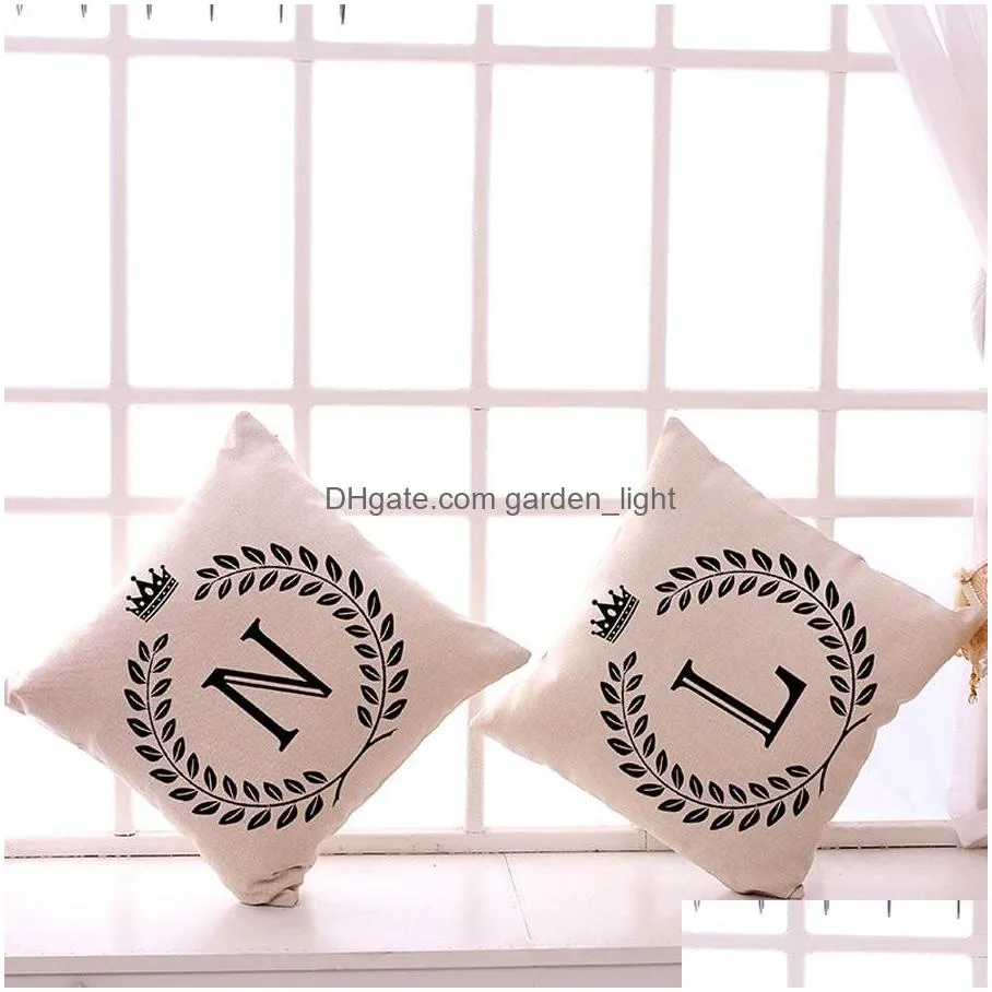 home decor az letter pillowcase coffee shop pillow cover singlesided 26 english letters printing sofa pillow case 18inch linen