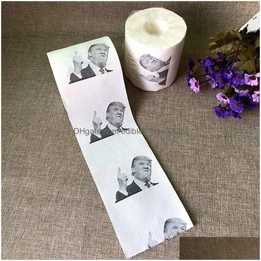 trump toilet paper promotion double layer trump humour toilet paper roll novelty funny printing customizable dh0708