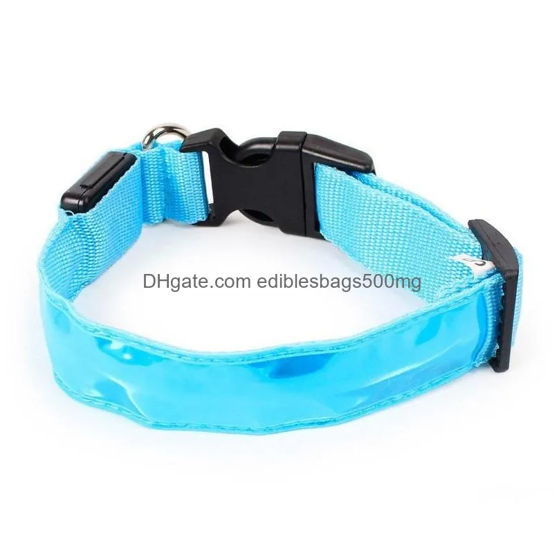 4 colors cat dog pet colorful light flashing safety adjustable collar solid color led reflective dog antilost collar led dh0272