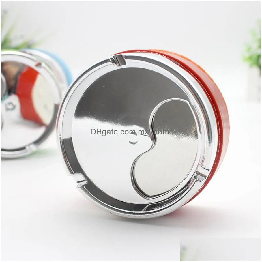 large capacity colorful ashtrays promotion gift plastic round ashtray with cover home office coffee shop bar cigarette ashtray vt0973