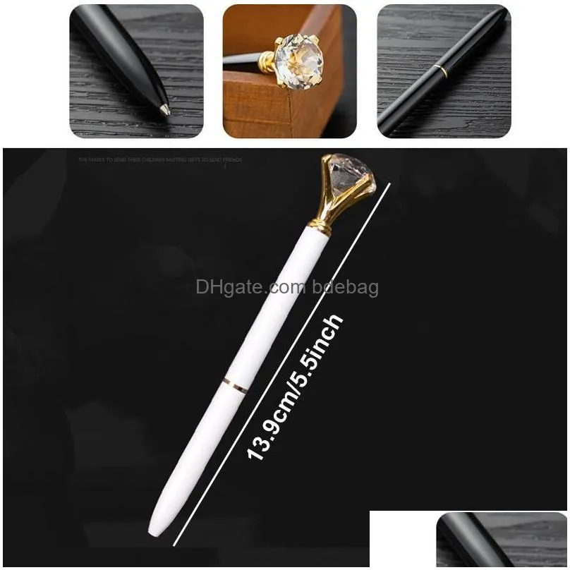 big diamond crystal ballpoint pens school office promotion gift metal gem ballpoint pens 28 colors student pen with large diamond dh1260