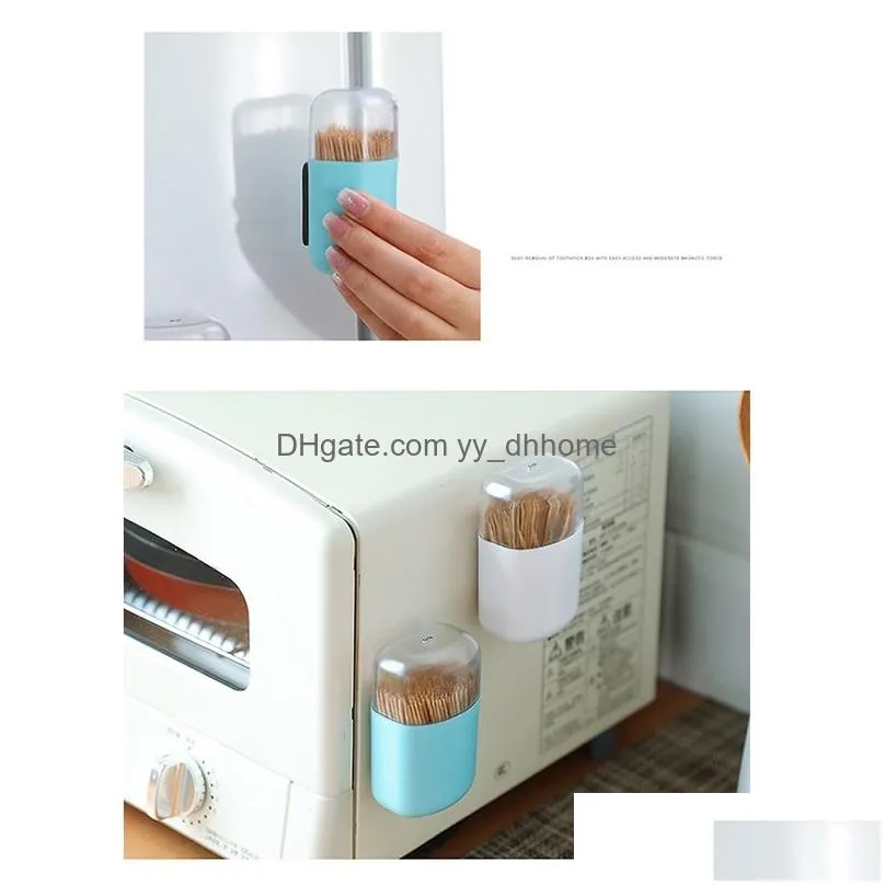 wall mount toothpick storage box case with lid magnetic toothpick holder plastic container space saving toothpick dispenser organizer