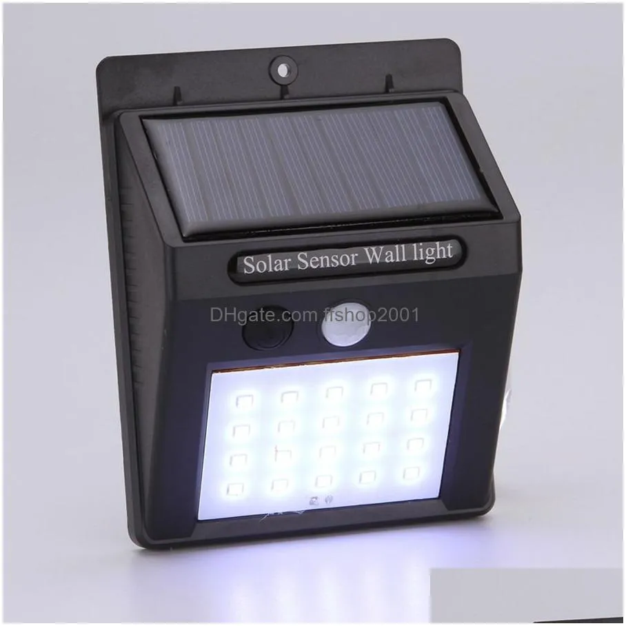 outdoor solar wall hanging 20 led lamps home garden smart motion sensor night security wall lights waterproof road led lamp dh1188