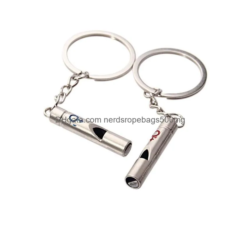 metal couple whistle keyring keychain outdoor sport camping hunting survival safety tools bag car key chain accessories gift dh1216
