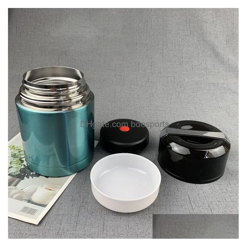 solid color vacuum insulated pot 304 stainless steel student insulated rice potportable retractable outdoor portable lunch bento box