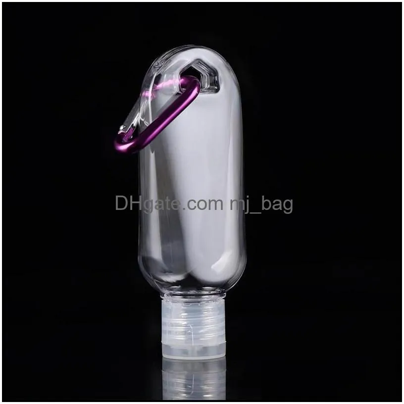 50ml portable alcohol refillable bottle with key ring hook empty clear transparent plastic hand sanitizer bottle for home school