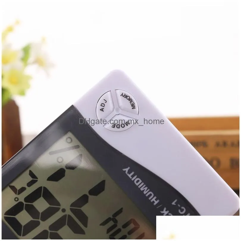 digital lcd humidity meter thermometer with clock calendar alarm battery powered temperature hygrometer household precision clock