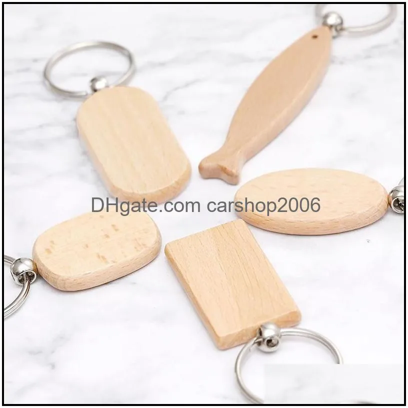 promotional handicrafts party favor souvenir plain diy blank beech wood pendant key chain keychain with key ring