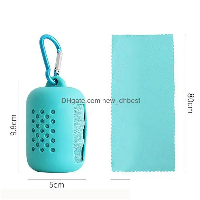 quick drying cooling microfiber towel portable instant cooling relief sports gym yoga pilates running silicone bag travel towel vt1486