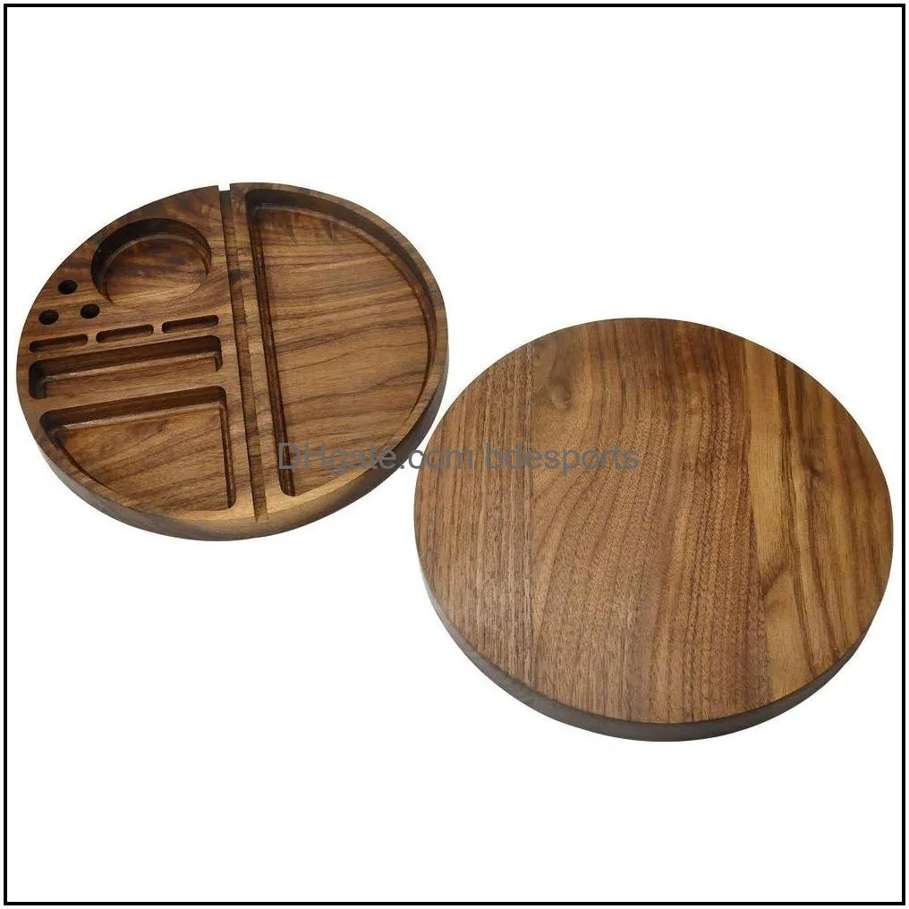 wooden rolling tray with groove diameter 218mm natural wood smoking tobacco roll trays accessories