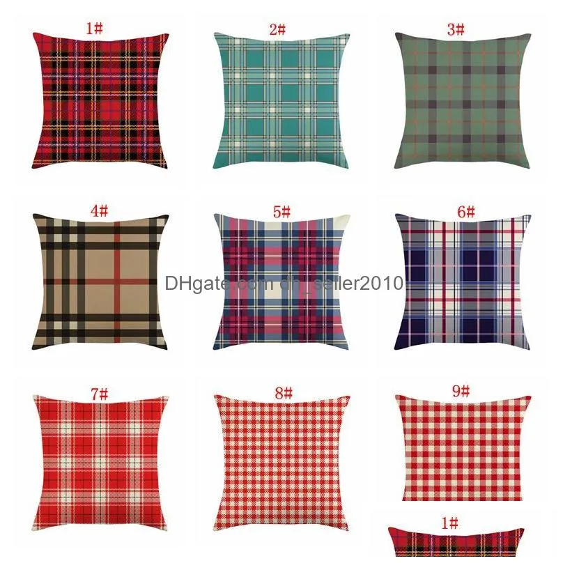 classic plaid pillow cover 18x18 inch linen pillow case red blue lattice throw pillow cushion cover home christmas decoration dbc