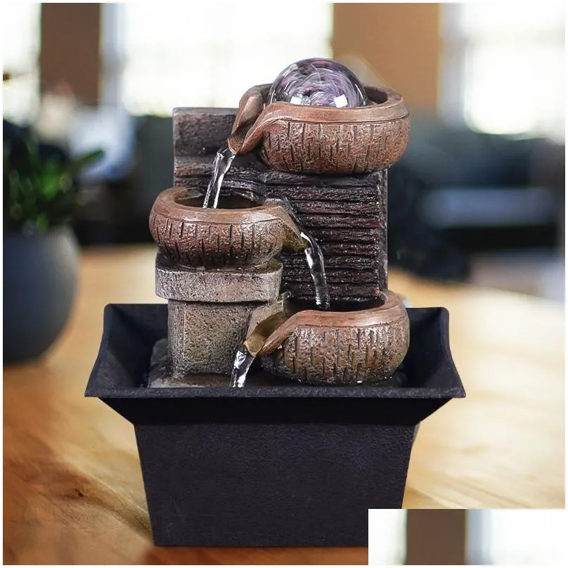 gifts desktop water fountain portable tabletop waterfall kit soothing relaxation zen meditation lucky fengshui home decorations 220423