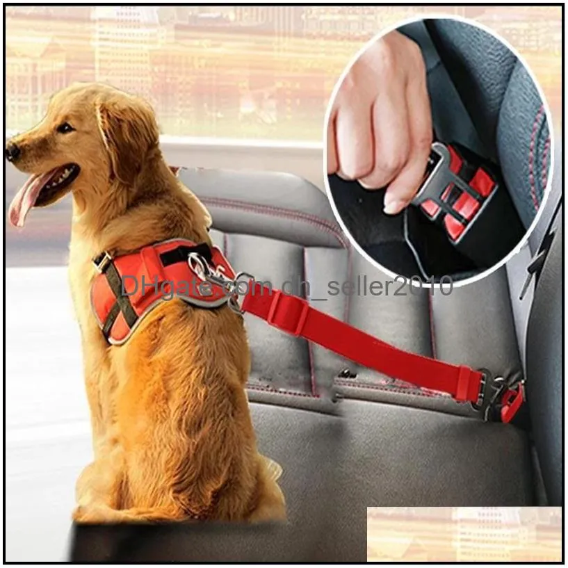 adjustable pet dog cat seat belt safety strap collars vehicle tether car harness