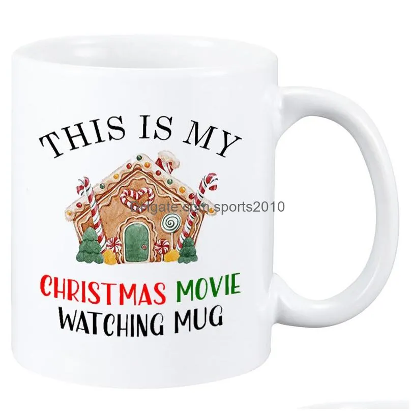 cute christmas gift cartoon cup creative doubleside printed porcelain cups happiness movies lovely fashion milk coffee cups mugs