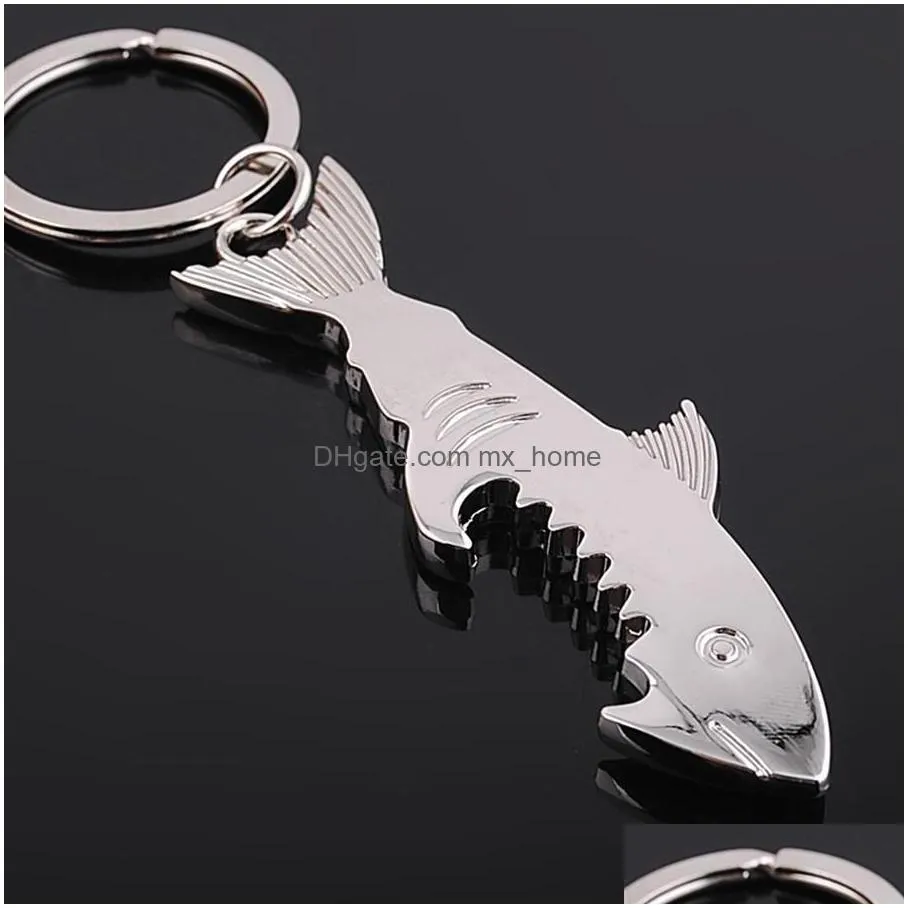 bottle opener keychain promotion gift shark customized shark shaped zinc alloy beer bottle opener keychain women men key rings dh1239