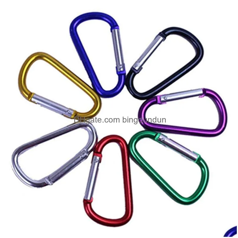 locking type d shaped load weght 20kg carabiner buckle hanging 8 color aluminum alloy perdants hook clips dh0149