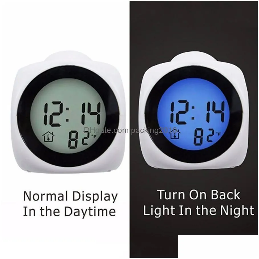 lcd projection led display time digital alarm clock talking voice prompt thermometer prevent snooze functional desk alarm clock dh1113