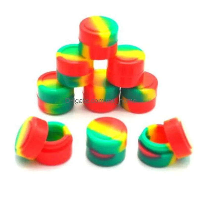  color round silicone boxes jars 2ml mini smoke oil smoke cream display boxes container silicone jars dab wax container vt1972