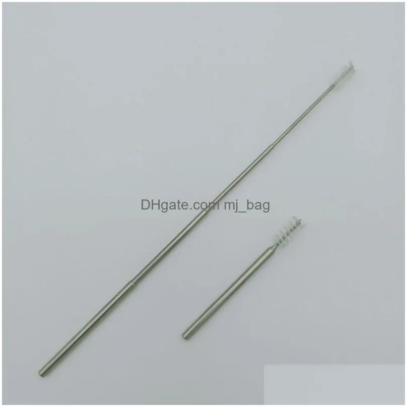 portable stainless steel telescopic cleaning brush for metal drinking straws collapsible easy to carry reusable straw clean brush dbc