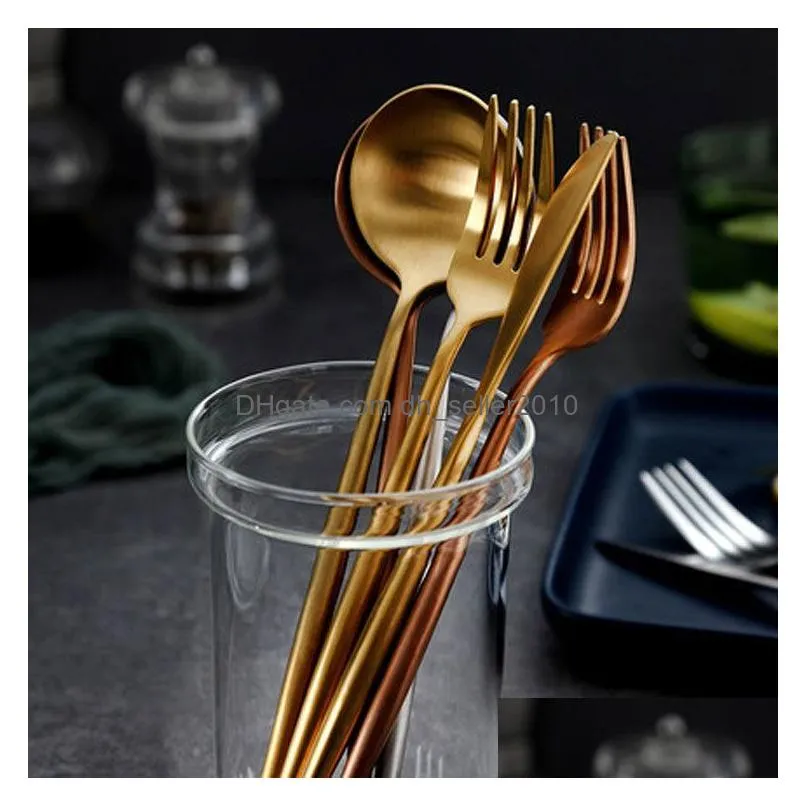 stainless steel tableware gold knife meal spoon fork chopsticks coffee spoon flatware exquisite western dinner dessert cutleries dbc